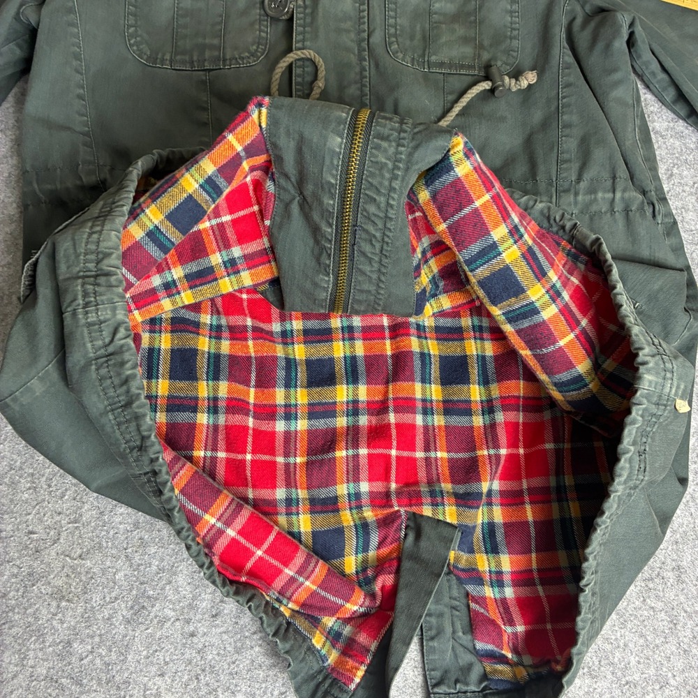 Billabong Womens L Olive Green Utility Field Jacket Flannel Lined Cotton Canvas - Picture 8 of 10